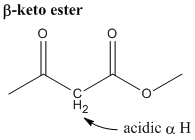 acidic hydrogen of beta-keto ester